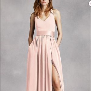 Vera Wang V Neck Halter Gown